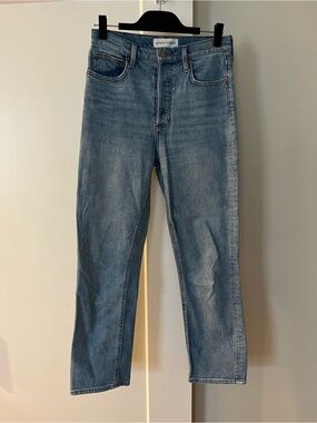 Denim Forum Arlo High Rise Straight Jeans Medium Wash
